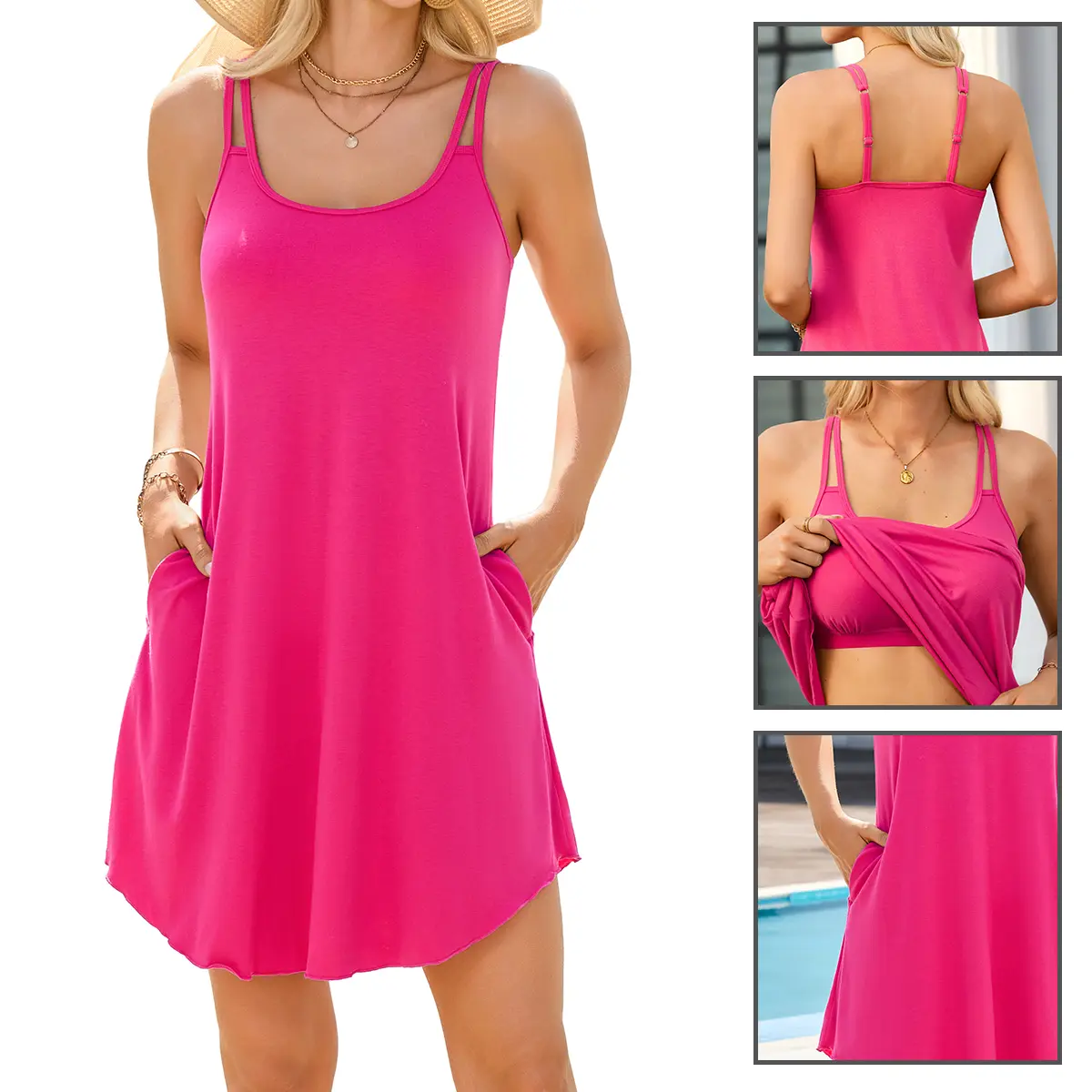 V FOR CITY Womens Summer Dresses with Built in Bra Double Spaghetti Strap Beach Dress Scoop Neck Sundresses with Pockets - TikTok Shop V FOR CITY Womens Summer Dresses with Built in Bra Double Spaghetti Strap Beach Dress Scoop Neck Sundresses with Pockets - TikTok Shop