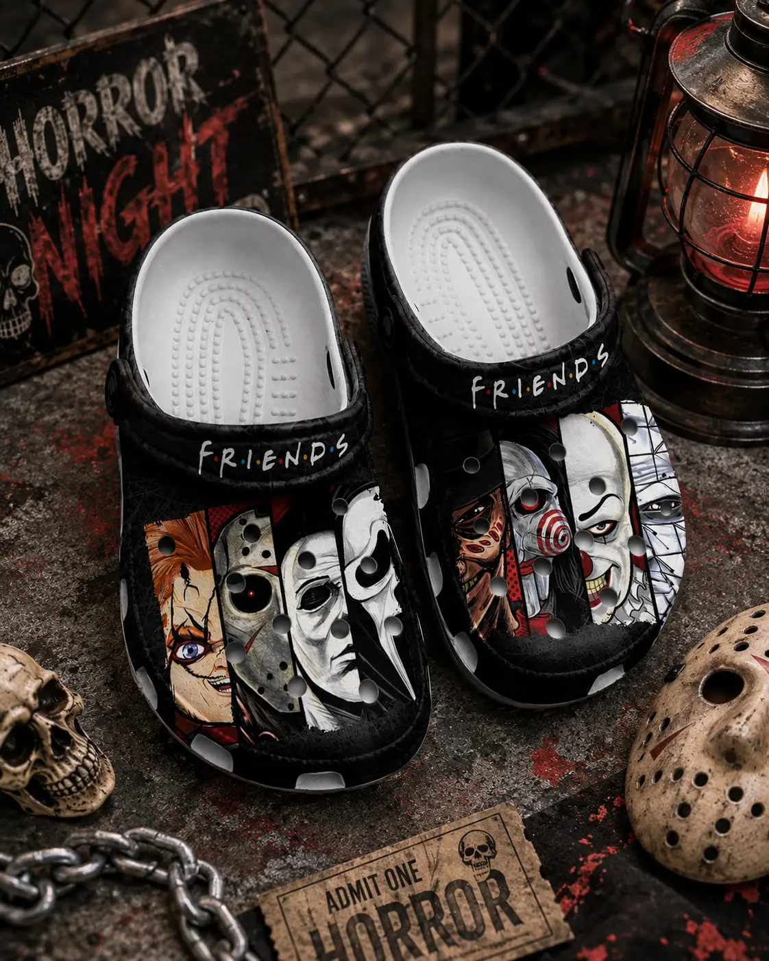 Black Graphic Clog Shoes, Printed Casual Clog Shoes, Lightweight Comfort Footwear, Unisex Everyday Shoes Gift