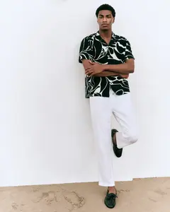 Express Straight Linen-blend Drawstring Elastic Waist Pant