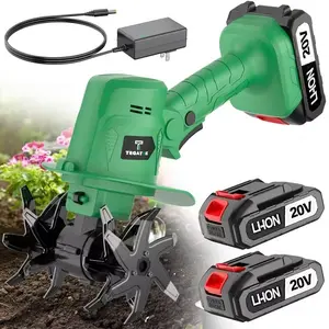 Cordless Electric Soil Cultivator, Lightweight Portable Garden Tiller with 3.0Ah Batteries and Charger, Handheld Gardening Tool for Soil Aeration, Weeding and Planting Beds