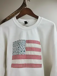 Patriotic USA Sweatshirt  | Handmade Flag | July 4th Ready