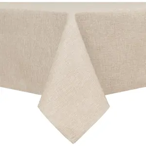 Faux Linen Rectangle Tablecloth-Wrinkle and Stain Resistant Washable Table Cloth for Kitchen, Dining Room, Holiday Table Cover for Party Dinner, Beige, 54 x 80 Inch