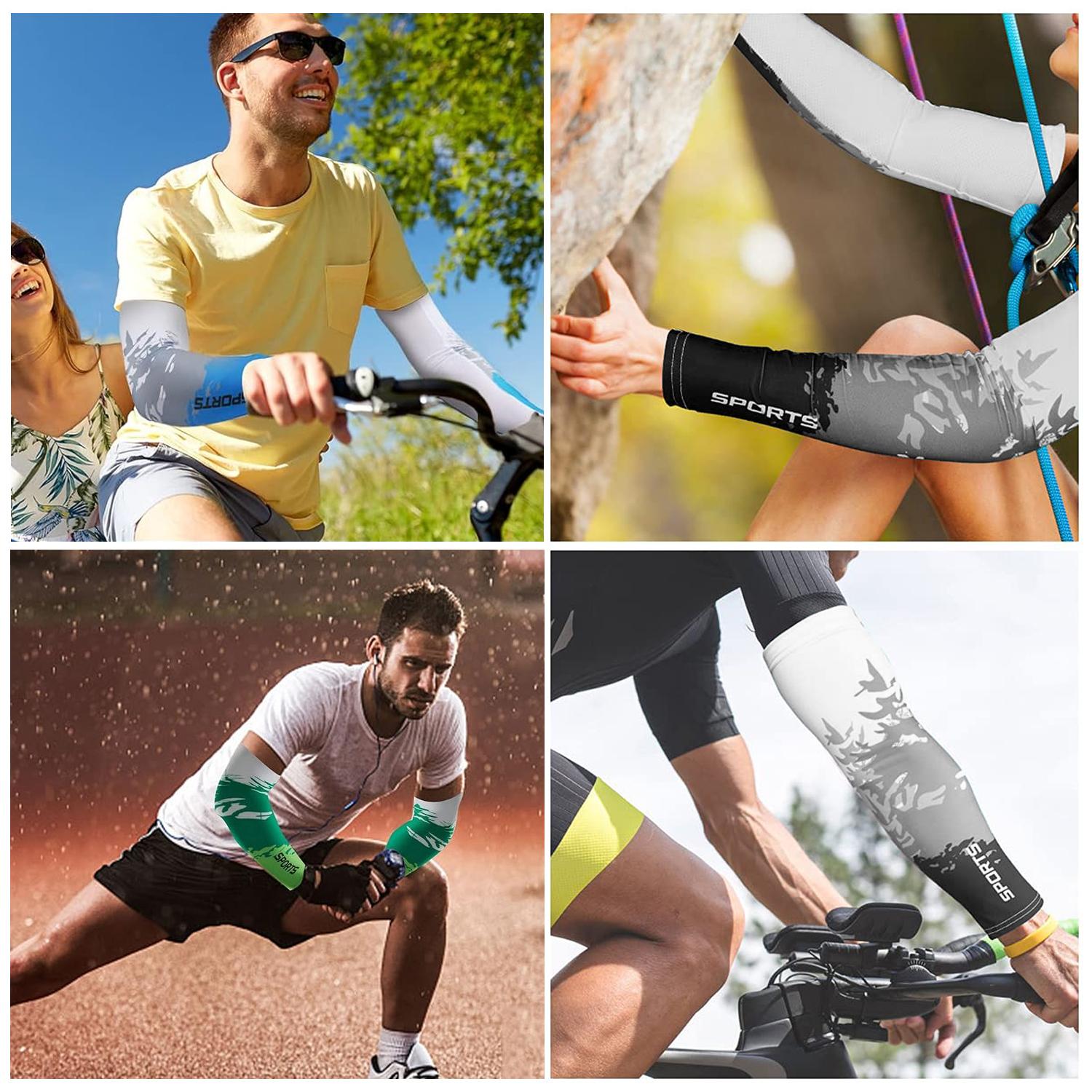 2 Pairs Per Pack Sublimation Printed Arm Sleeves with UPF 50 UV Protection, Cooling & Breathable Fabric, Perfect for Cycling, Running, Fishing, Baseball, Golf and All Outdoor Sports Activities