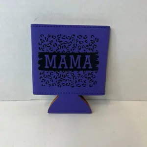 Purple Leatherette Koozie Mama Cheetah Print Design - Perfect for Events and Gifts for Her