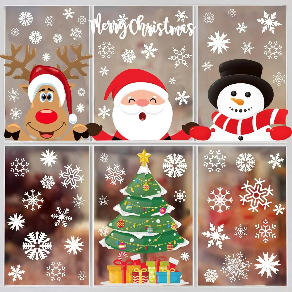 Christmas Window Stickers 262PCS: Multicolor, Modern, Contemporary Vinyl Stickers for Windows, Glass, Cars & More