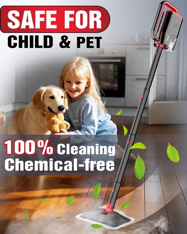Phueut Lightweight Detachable Steam Mop Cleaner - 2 Modes 3 Temp Levels, Heavy Duty Powerful Handheld Steam Cleaner for Cleaning/Hardwood/Tile Grout