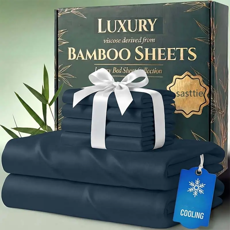 4pcs Extra Deep Pocket Sheets Bamboo Bed Sheet Set - kids bamboo Sheet & Pillowcase Set,Comfy Breathable & Cooling Bed Sheets Set - Hotel Luxury Bedding for Women, Men and kids- Deep Pockets, Ultra-Soft, Wrinkle Free