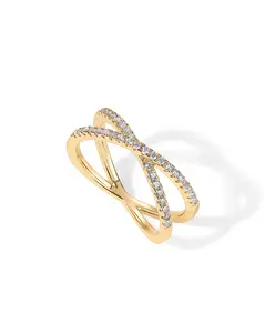 PAVOI 14K Gold Plated Women's X Ring Simulated Diamond CZ Criss Cross Ring PAVOI 14K Gold Plated Women's X Ring Simulated Diamond CZ Criss Cross Ring