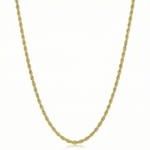 3mm Stainless Steel, 18k Gold Plated Chain Necklace Unisex Tarnish & Water Resistant