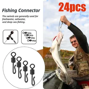 24pcs Rotating Q-Shape Swivel Pins, Quality Control Swivels for Carp Fishing, Quick Change Swivels with Hook Snaps, Ideal for Terminal Tackle