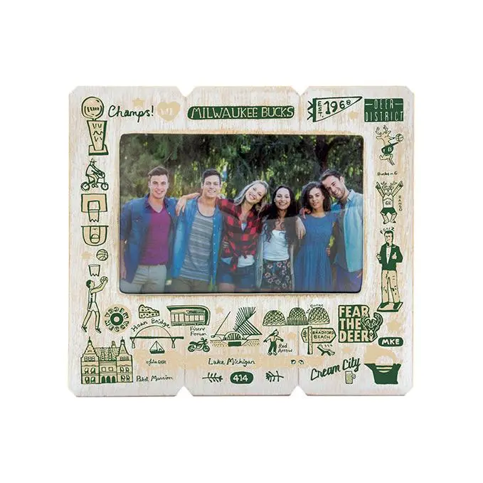 All Over Print Milwaukee Bucks 4x6 Wooden Picture Frame