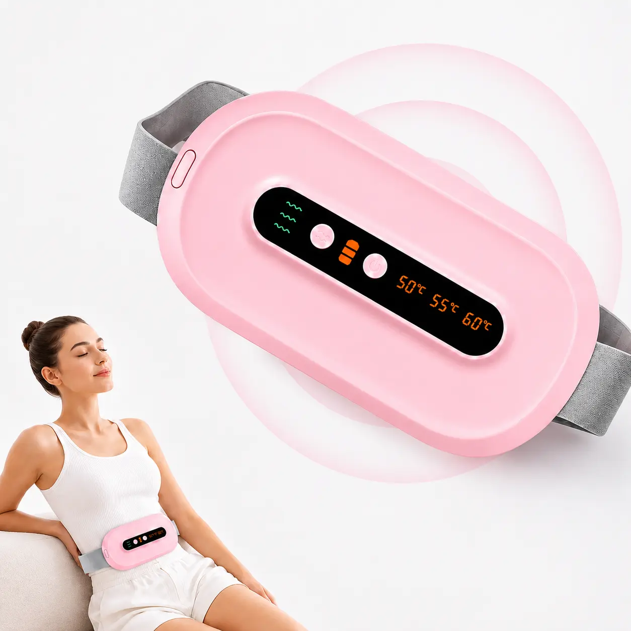 Portable Heating Pad / Cramps Relief Pad / Cordless Period Heating Belt / Abdominal & Back Warmer / Fast Heating Massage / Rechargeable Wearable Pad / Gift for Women / Valentine's Day Gift / Self Care
