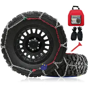 Snow Chains for Pickup , 2 count x 12mm, 1 Minute Quick Installation Tire Chains with Automatic Tensioner, Heavy-Duty  Tire Traction Chain for Pickup  and Off-Road SUVs (HYR-A)