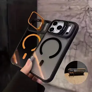 Advanced Invisible Lens Holder Magnetic Transparent Phone Case for iPhone 17/17 Pro/17 AIR/17 Pro Max/16/16 Pro/16 PLUS/16 Pro Max/15/14/13/12 Durable Soft Shock Resistant Orange Casing Protection Cellphone iphone 15 pro max case iphone 13 case