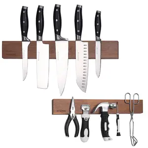 Linoroso 16.5 Inch Magnetic Knife Strips, Magnetic Knife Holder for Wall 16 Inch, Acacia Wood Knife Magnetic Strip Use as Knife Bar, Knife Holder for Kitchen Utensil Organizer Valentine's Day Gift Must-Have GiftedinLove