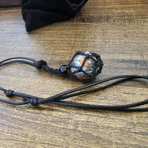 TBL interchangeable D20 necklace, handmade ttrpg item,14.17"-27.5" adjustable cord.