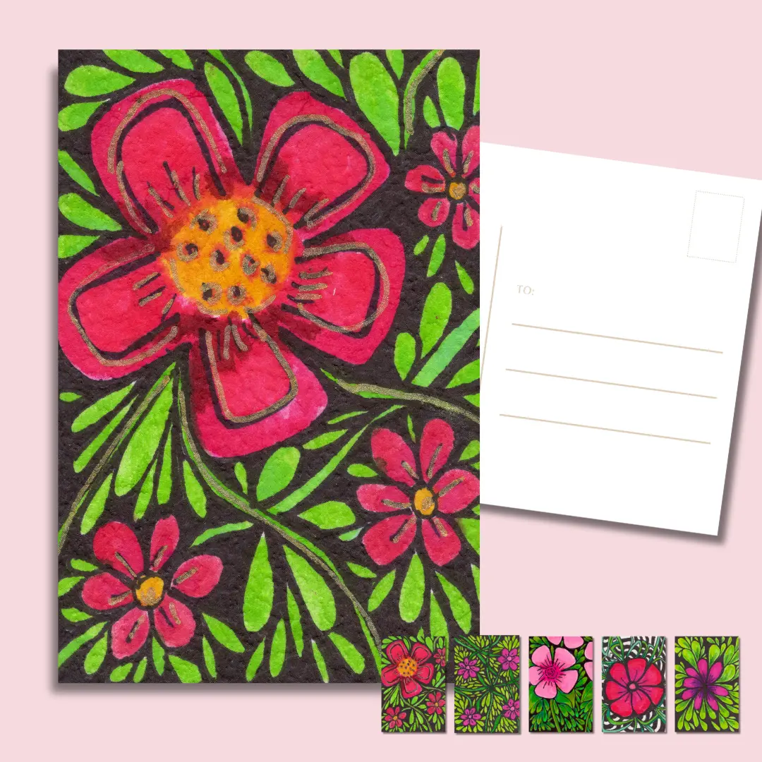 Floral Postcard Set 4x6 – Exclusive Collectible 5-Pack