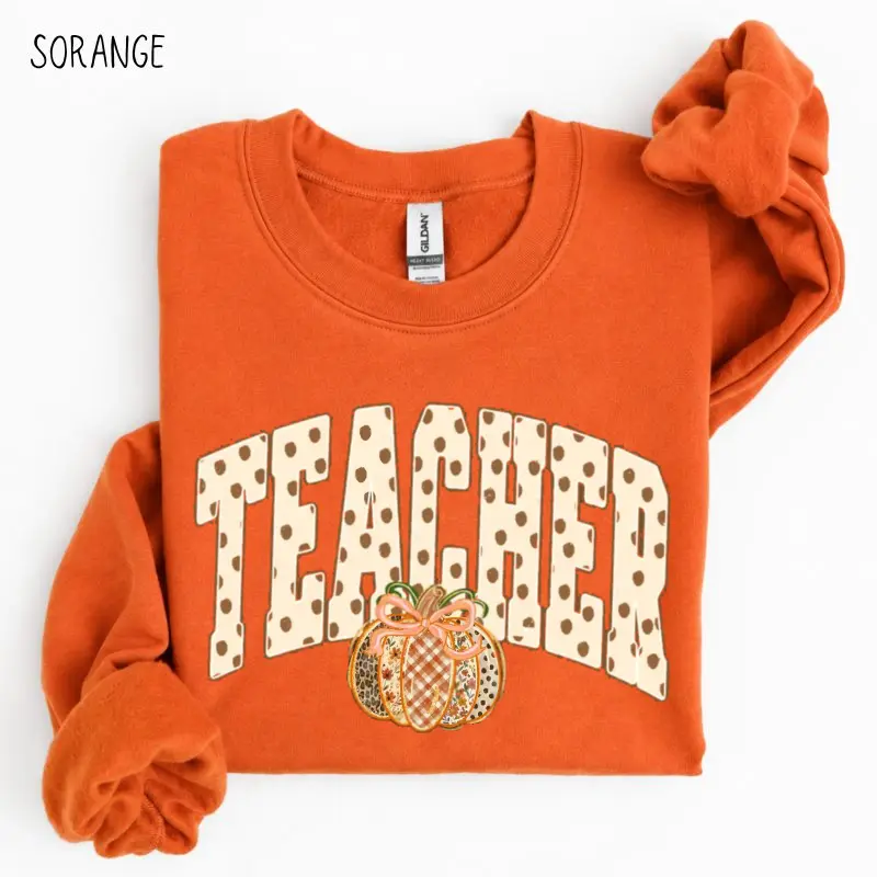 GILDAN Preppy Fall Teacher Polka Dots Sweatshirt, Coquette Floral Autumn Sweatshirt, Fall Gingham, Thanksgiving Pumpkin Spice, Leopard, Pumpkin Bow