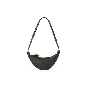 Lemaire Croissant Series Minimalist Cowhide Leather Crossbody Bag, Shoulder Strap, Easy Access Zipper Closure, Deep Chocolate for Unisex