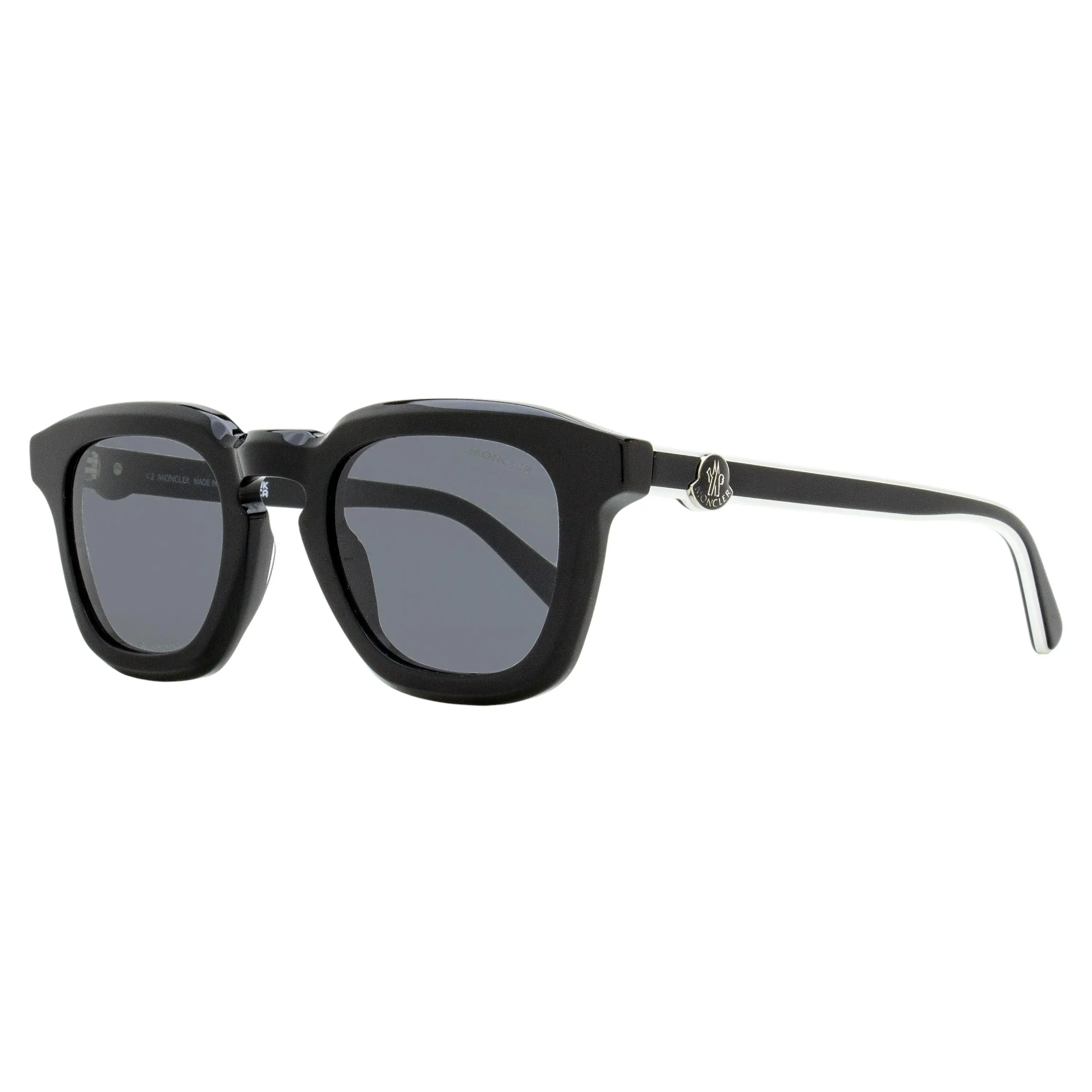 Moncler Gradd Men's Thick Rimmed Square Sunglasses in Black Acetate, 100% UV Protection for Driving & OOTD, ML0262 01A 50mm, Luxury Fashion Men's Sunglasses, Bold Frames, Contrast Colors, Color Block, Square Lens
