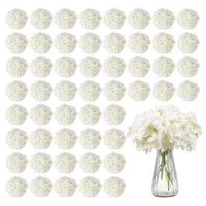 VEVOR 65pcs / 105 Pcs / 205 pcs / 305pcs / Artificial Silk Hydrangea Flowers 9.8 In Bouquet Arrangement White