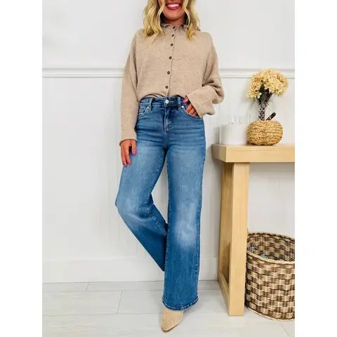 Just Four You Tummy Control Wide Leg Jeans in Four Inseams