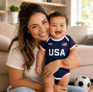 Personalized USA Baby Bodysuit Custom Name Number Infant Soccer Jersey Outfit