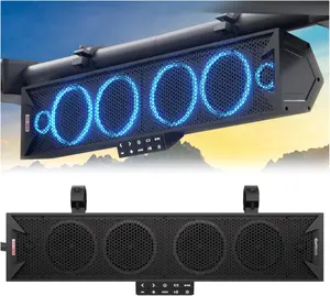 GoHawk 25 Inch UTV Sound Bar, 6-Speaker Bluetooth ATV Sound Bar with RGB Lights, IP66 Waterproof SXS & Golf Cart Sound bar Compatible with Polaris RZR Can-Am w/FM Radio, Fits 1.5"–2.25" Roll Cages