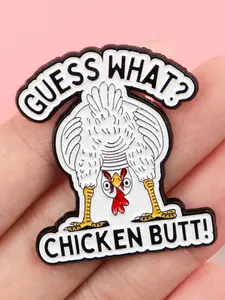 Guess What, Chicken Butt Funny Animal Cartoon Pin, Rooster Hat Pin, Cute Metal Accessories for Suits Jackets Hats, Perfect Christmas Gift, All Seasons