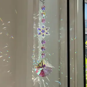 Crystal Sun Catcher Car Window Hanging Ornament, Acrylic Snowflake Decor, Creative Christmas Tree Decoration, Home Window Plant Curtain Baby Room Light
