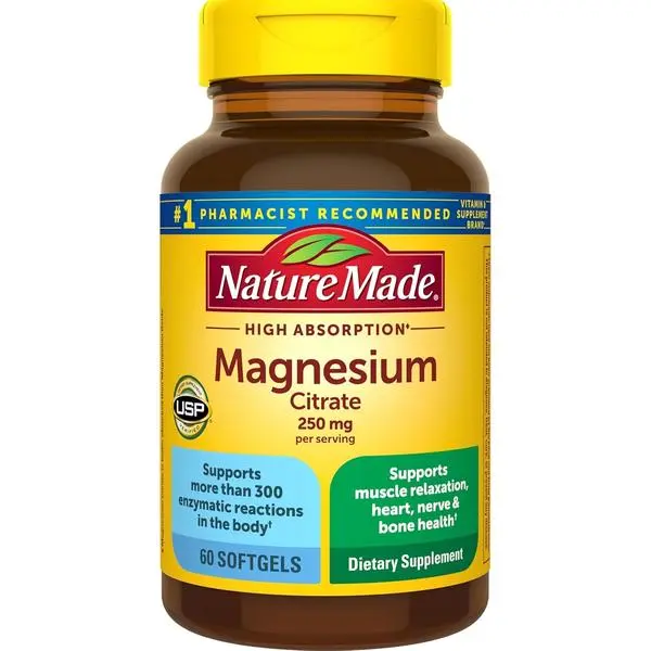 Nature Made Magnesium Citrate 250 mg per Serving, 120 Softgels