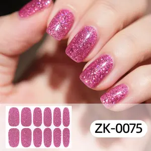 Waterproof Glitter Nail Stickers, No UV No Glue, Easy Self-Adhesive Solid Color Nail Wraps, Perfect for Beginners and Daily Wear
