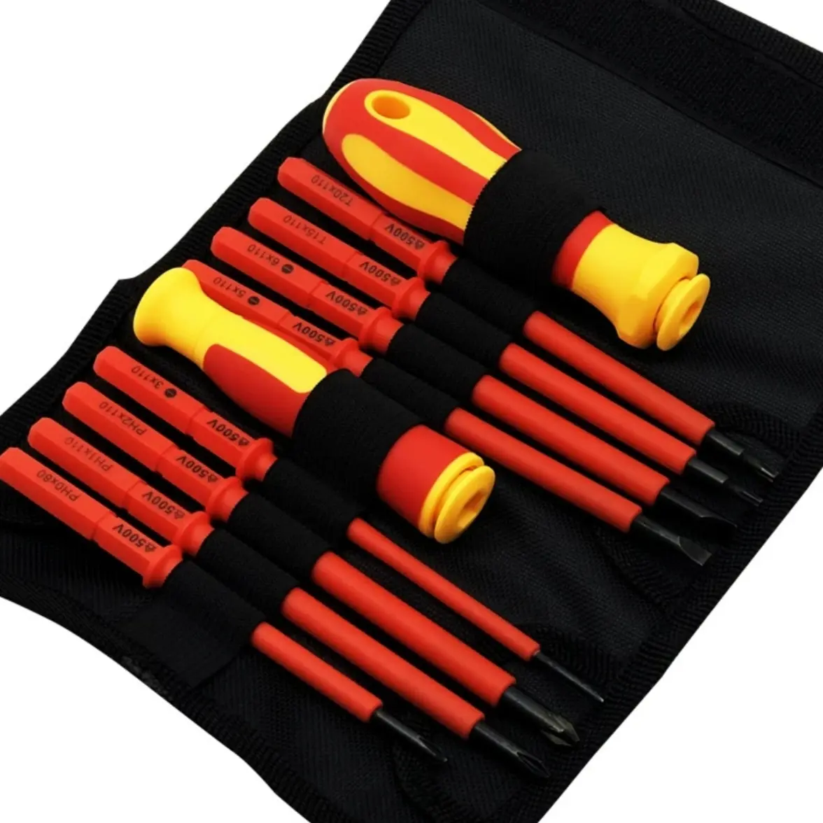 Insulated Electric Screwdriver Set, Screwdriver Combo, Multipurpose Switchable Screwdriver 10-In-1 Multifunctional Tool Kit, High Voltage Repair, Home & Professional Use, Essential for Electricians