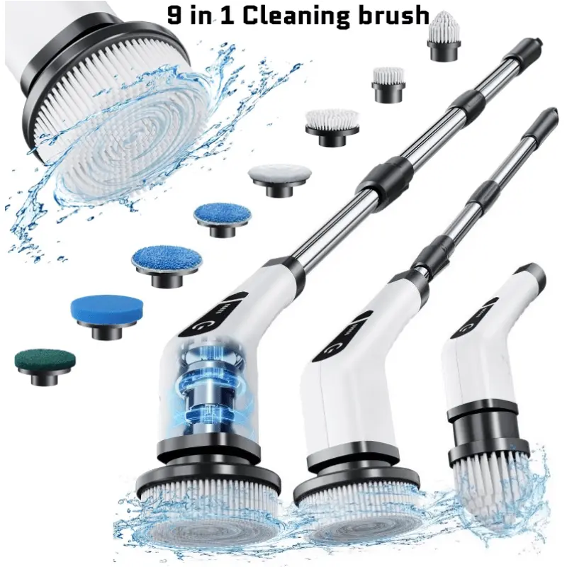 Cordless Electric Spin Scrubber - Cordless Shower Scrubberbrush, Powerful Rechargeable USB Rechargeable Scrubber, Waterproof Rotating Cleaning Brush, 90-Min Runtime, Adjustable Bathroom Gadget for Bathtubs, Tiles, Powerful Rechargeable Scrubber