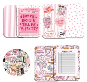 Pink Bookish Kindle Accessory Case Bundle, Paperwhite and Colorsoft 11th & 12th Gen, E-reader Accessory Bundle, Kindle Refresh Cardstock Insert Stickers Clear Case
