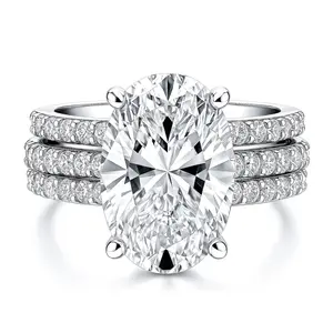 Solitaire 5.5ct Oval CZ Ring Set in Sterling Silver