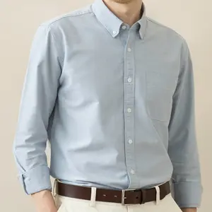 Men's Solid-Color Oxford Cotton Long Sleeve Shirt - Solid Casual Button Down Collar Long Sleeve Dress Shirt With Pocket - Autumn Stylish Top Quality 100% Combed Cotton Rich Textured Weave Fade & Shrink Resistant - Casual Business Shirts Menswear