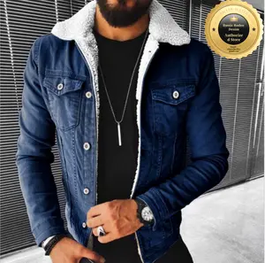 Autumn Winter Men's Coat Embroidery Print Jacket Casual Long Sleeve Cotton Rich Faux Shearling Lining Warm Comfortable Regular Fit