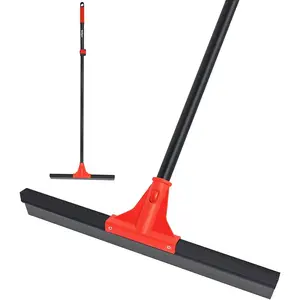 Floor squeegee with 18 silicone rubber scraper head and 58 long adjustable handle heavy duty shower squeegees for concrete floor on multisurface tile glass pool garage cleaning