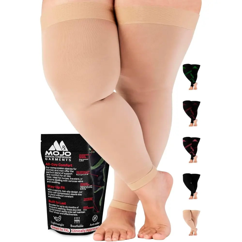 Compression Socks-20-30mmHg Graduated Support Thigh-Hi Leg Sleeves with Top-10 Sizes, 5 Colors-Reduces Swelling, Ideal for Varicose Veins, Lymphedema, DVT Treatment-1 Pair