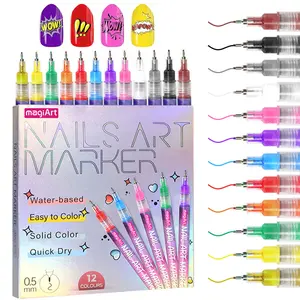 Acrylic Paint Pen for Nail Painting, 1 Box DIYQuick Drying Dot Flower Hook Pen,DIY Nail Art Marking Drawing Pen,Nail Art Pen for Home and Salon DIY, Nail Care Cutics Manicure Polish Cosmetic