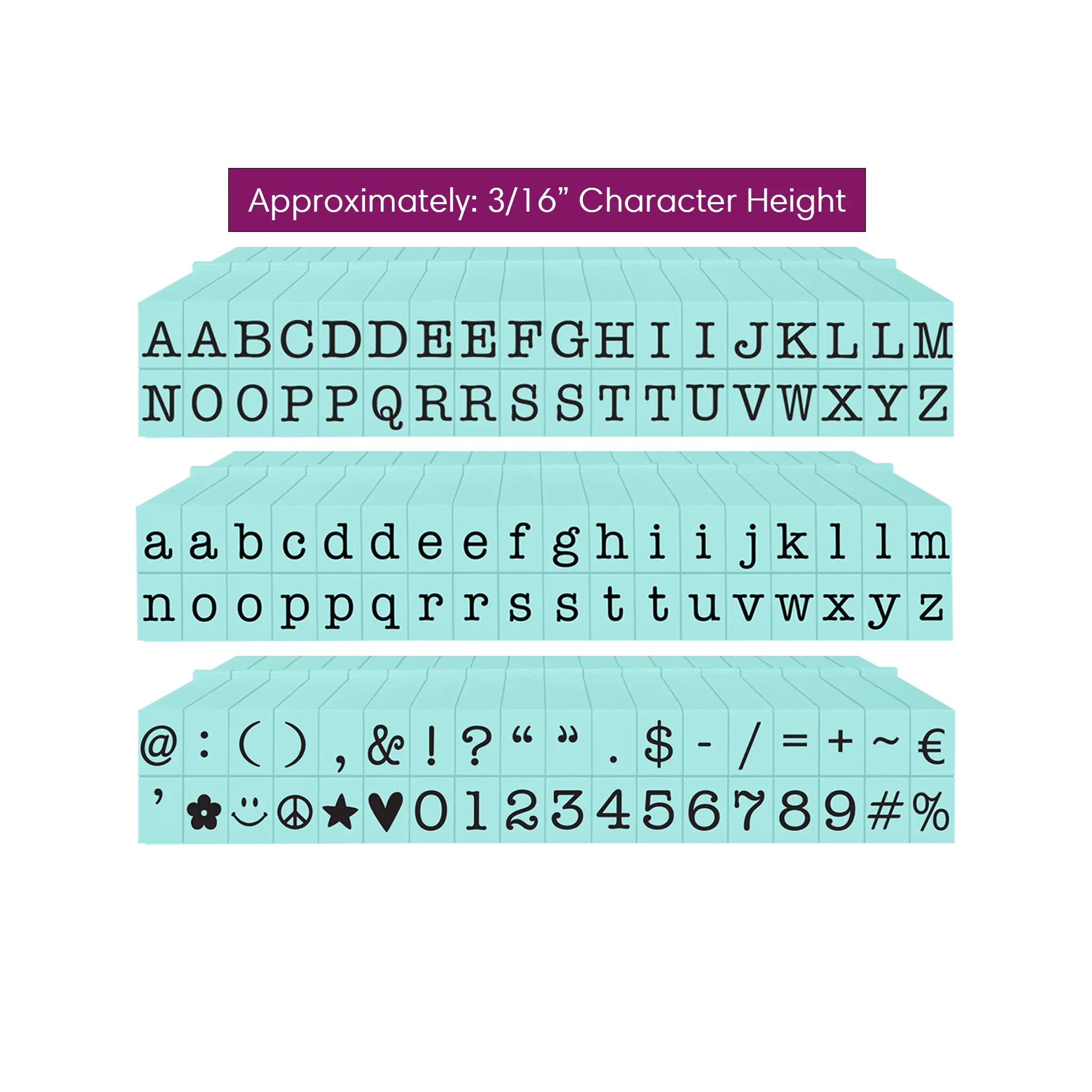 Pegz® Small Size 108-Piece American Typewriter Alphabet Connectable Stamps Bundle