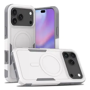 Premium 2IN1 Heavy Armor Magnetic Charging Protective Case for IPhone 17 Air 16 15 14 Plus 13 12 Pro Max Shockproof PC Matte Protect Cover