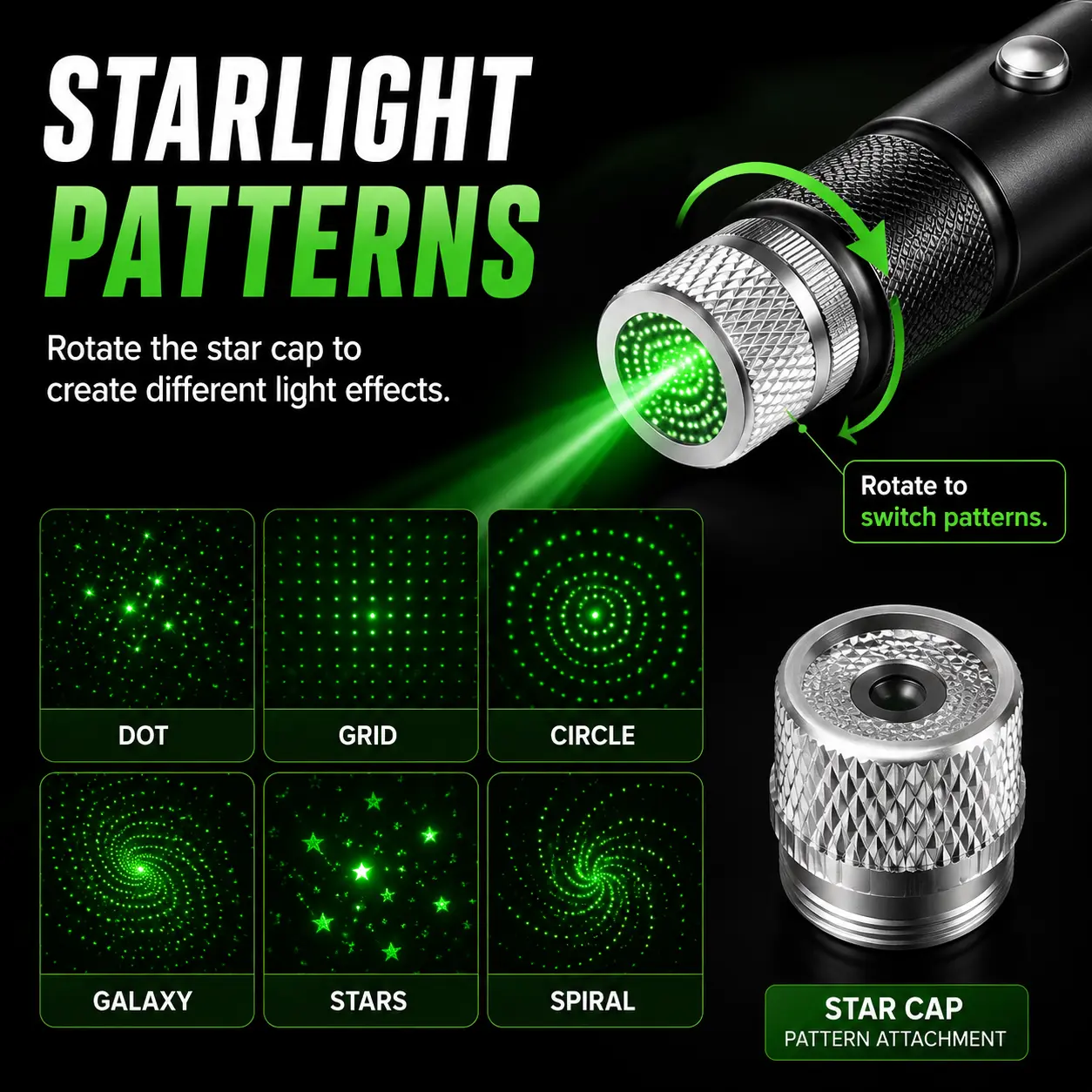 Rechargeable Green Laser Pointer for TV, LED & LCD Screen Presentations, Office, Outdoor, Construction & Pet Interactive Play