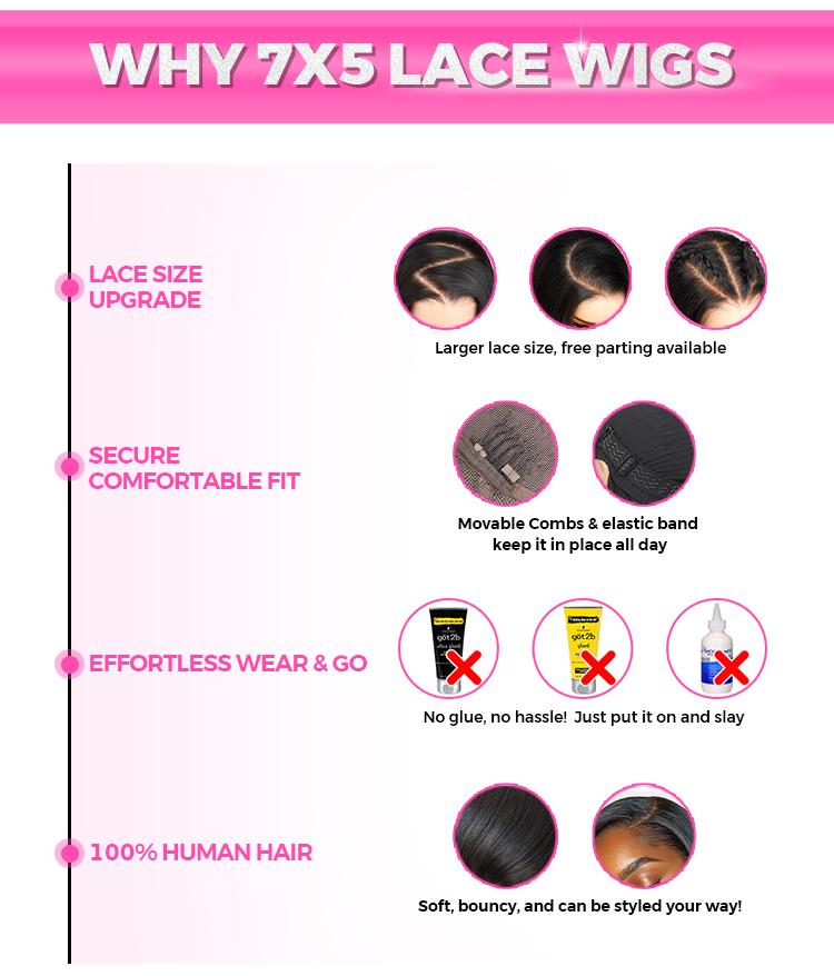 CurlyMe Pre-Bleached Wear Go Yaki Straight 7x5 Pre-cut HD Lace Closure Wig Pre plucked Natural Black Shipping in 24H