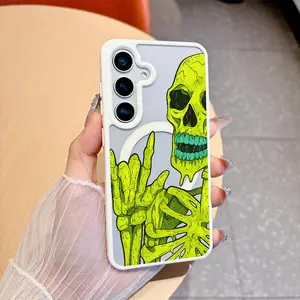 Cool Green Skull Rock Gesture Magnetic Bare-Hand Feel drop-proof and scratch-resistant protective case for Samsung Galaxy S22 S23Fe S24 S25 Plus Ultra An excellent gift choice