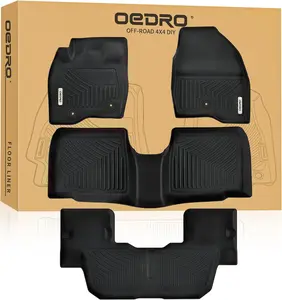 YITAMOTOR Floor Mats Fit for 2015-2019 Ford Explorer Without 2nd Row Center Console, TPE All Weather Car Mats Accessories Includes 1st 2nd and 3rd Row Full Set Liners