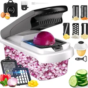 15-In-1 Multi-Functional Food Chopper, Vegetable Slicer with Container, Kitchen Peeler, Onion Cutter, Essential Cooking Tool(Black)
