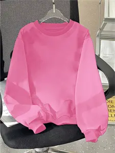 Trendy Solid Color Sports Sweatshirt for Teen Girls, Casual Fashion Long Sleeve Top, Comfortable and Breathable Athleisure Wear for All Seasons