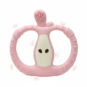 Vibrating Apple Teether for Oral Motor Development, BPA-Free Food Grade Silicone Soother, 10-Level Gentle Rhythmic Gum Support